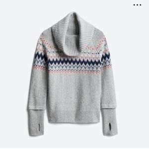 Market & Spruce Sirra Fairisle Cowl Neck Cotton Blend Pullover, Size small